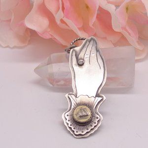 Sterling  Victorian Hand withTall Ship Scrimshaw